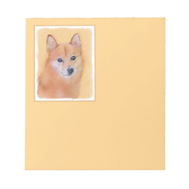 Finnish Spitz Painting - Cute Original Dog Art Notepad (Front)