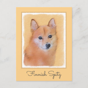 Finnish Spitz Painting - Cute Original Dog Art Postcard