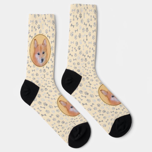 Finnish Spitz Painting - Cute Original Dog Art Socks (Right)