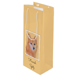 Finnish Spitz Painting - Cute Original Dog Art Wine Gift Bag