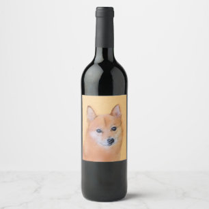 Finnish Spitz Painting - Cute Original Dog Art Wine Label