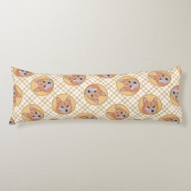 Finnish Spitz Painting Cute Original Pet Dog Art Body Cushion (Front)