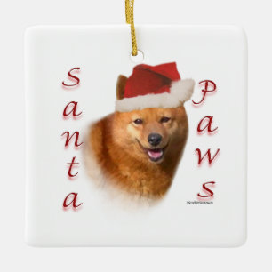 Finnish Spitz Santa Paws Ceramic Ornament