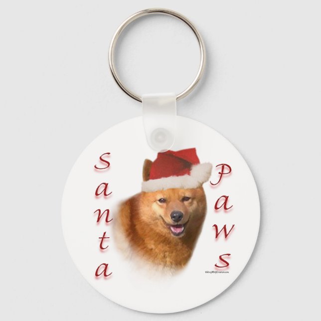Finnish Spitz Santa Paws Key Ring (Front)