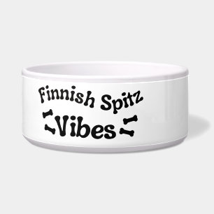 Finnish Spitz Vibes Ceramic Dog Bowl