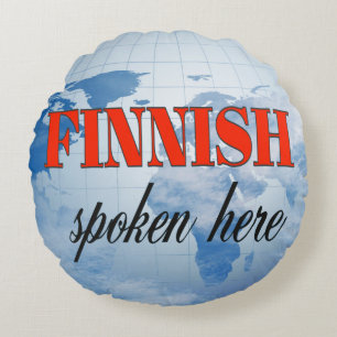 Finnish spoken here cloudy earth round cushion