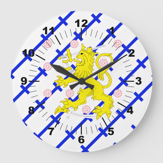 Finnish stripes flag large clock (Front)