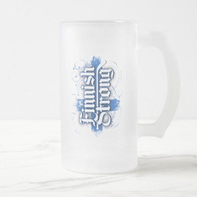 Finnish Strong (Hockey) Frosted Glass Beer Mug (Right)