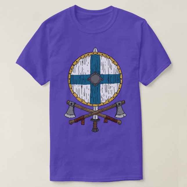 Finnish Viking shield with two axes T-Shirt (Design Front)
