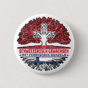 Finnland Finnisch Schweizer Schweiz Baum Wurzel 6 Cm Round Badge