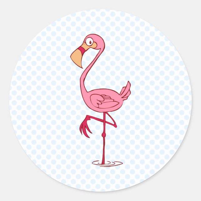 Finny Flamingo Classic Round Sticker (Front)
