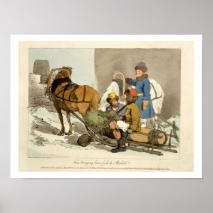 Fins Bringing Live Fish to Market, etched by the a Poster