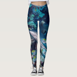 Fins Fin : Reef Sharks with butterflyfish. Leggings