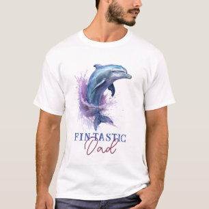 Fintastic Dad Modern Rustic Watercolor Shower T-Shirt