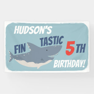 Fintastic Happy Shark Birthday Party, Any Age Banner