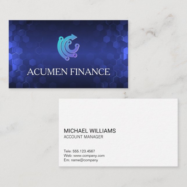 Fintech Logo | Modern Tech Background Business Card (Front/Back)