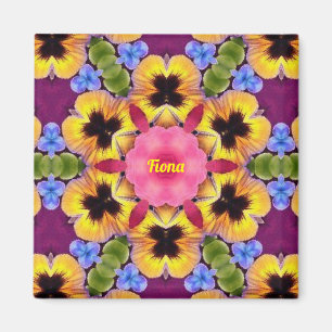 FIONA ~ Abstract Pansy ~ Pink Blue Purple Yellow  Magnet