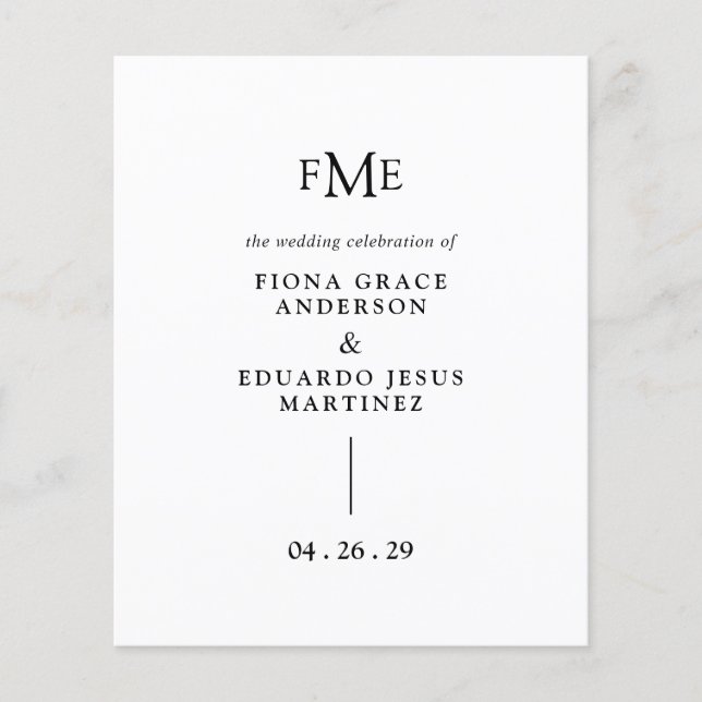 Fiona Black and White Bold Monogram Modern Wedding Flyer (Front)