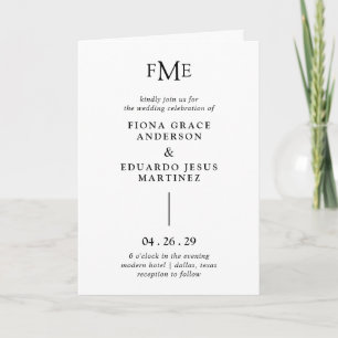 Fiona Black and White Bold Monogram Modern Wedding Invitation