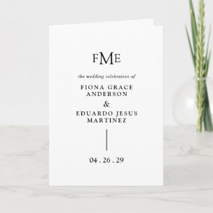 Fiona Black and White Bold Monogram Modern Wedding Programme