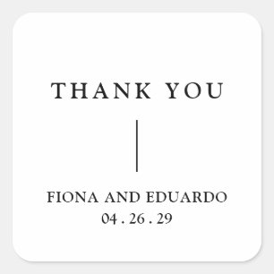 Fiona Black and White Bold Monogram Modern Wedding Square Sticker