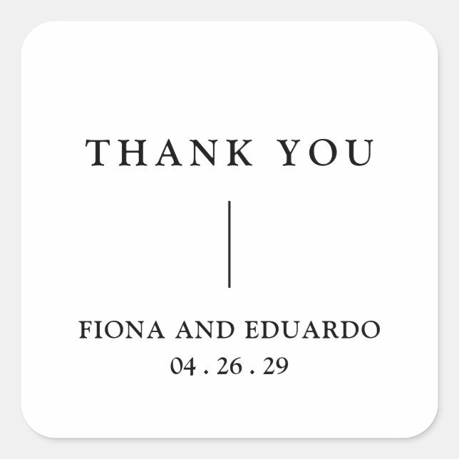 Fiona Black and White Bold Monogram Modern Wedding Square Sticker (Front)