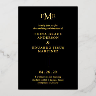Fiona Black Bold Monogram Modern Wedding