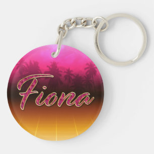 Fiona First Name Golden pink keychain