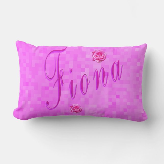Fiona Name Logo On Pink Mosaic, Lumbar Cushion (Front)
