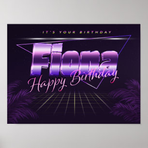 Fiona Name Vorname lila retro Poster Geburtstag