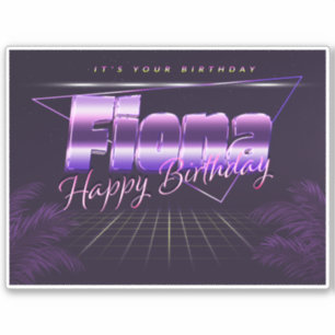 Fiona Name Vorname lila retro Sticker Geburtstag