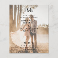 Fiona Photo Bold Monogram Budget Wedding Invite