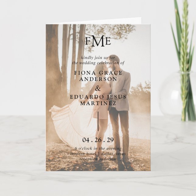 Fiona Photo Bold Monogram Modern Wedding Invitation (Front)