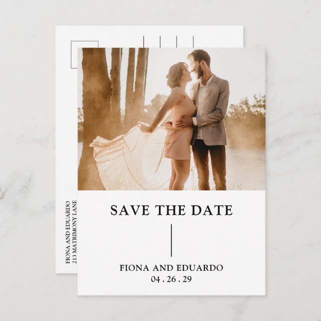 Fiona Photo Bold Monogram Modern Wedding Postcard (Front/Back)