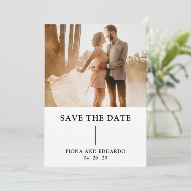 Fiona Photo Bold Monogram Modern Wedding Save The Date (Standing Front)