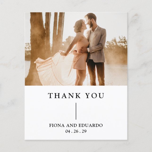 Fiona Photo Bold Monogram Modern Wedding Thank You (Front)