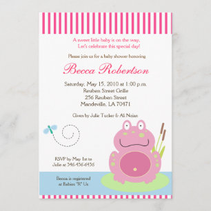 Fiona the Pond Frog Baby Shower 5x7 Invitation