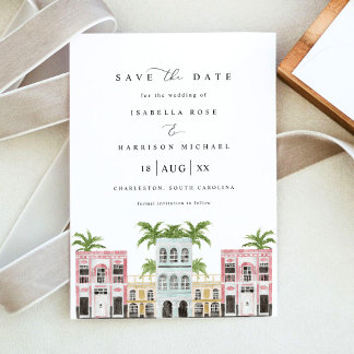 FIONA Watercolor Charleston SC Save the Date Invitation