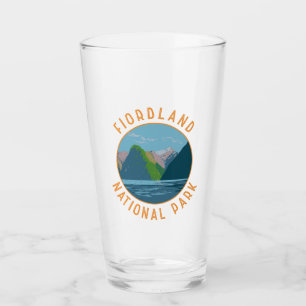 Fiordland National Park New Zealand Retro Circle Glass