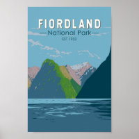 Fiordland National Park New Zealand Travel Art