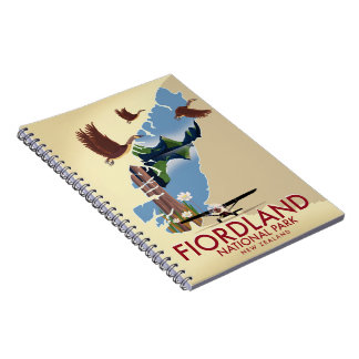 Fiordland National Park New Zealand travel poster Notebook
