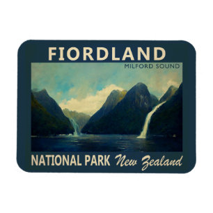 Fiordland National Park New Zealand Watercolor  Magnet
