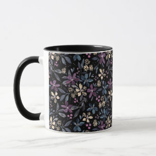 Fiorista Watercolor Floral on Black Mug