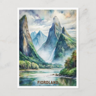 Fiorland National Park New Zealand Watercolor   Postcard