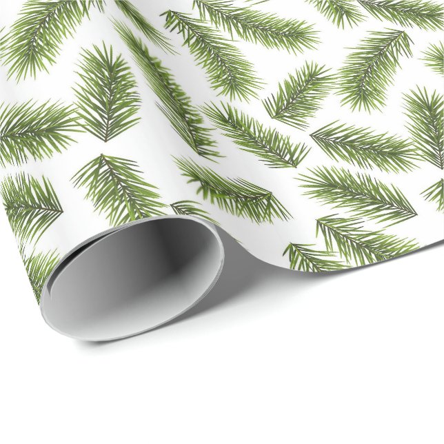 Fir Branch Pattern Christmas  Wrapping Paper (Roll Corner)