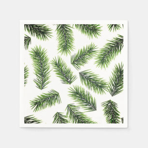Fir Branch Pattern Green Christmas Napkin