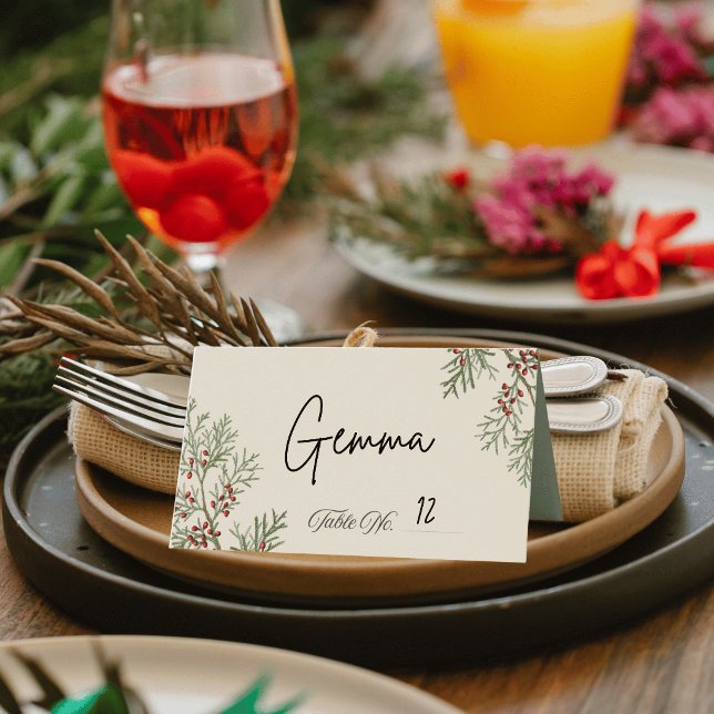 Fir Branches Holiday Place Cards (Creator Uploaded)