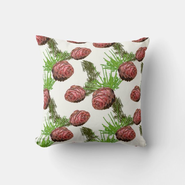 Fir cones and branches on white. cushion (Front)