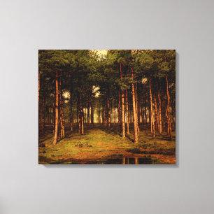Fir Forest in Putte with Rabbits Jean Lamorinière Canvas Print