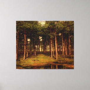 Fir Forest in Putte with Rabbits Jean  Lamorinière Canvas Print